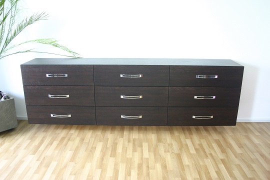 wandhaengendes Sideboard mit gedaempften Einzug - Schubkaesten - 